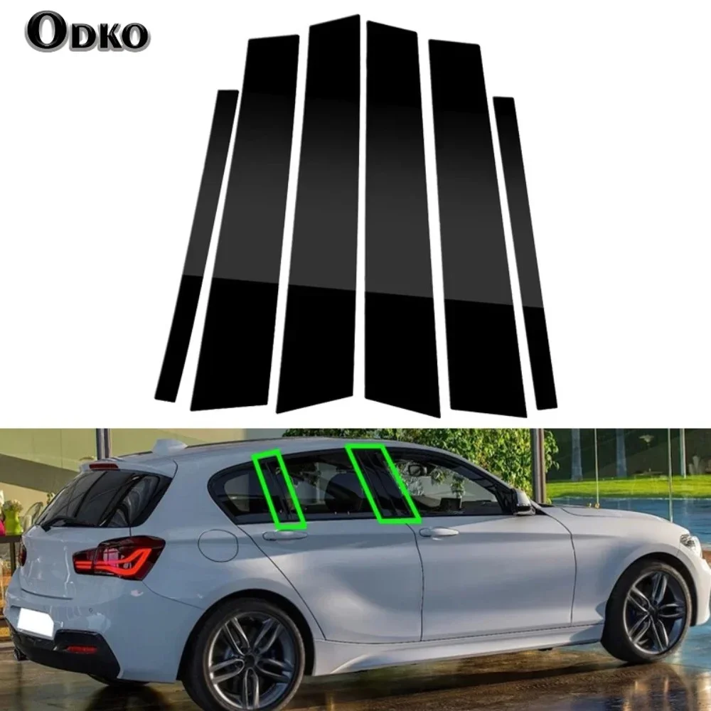 6Pcs For BMW 1-Series F20 2012 2013 2014-2019 Car Glossy Black Window Door Column BC Pillar Post Cover Trim Stickers Accessories
