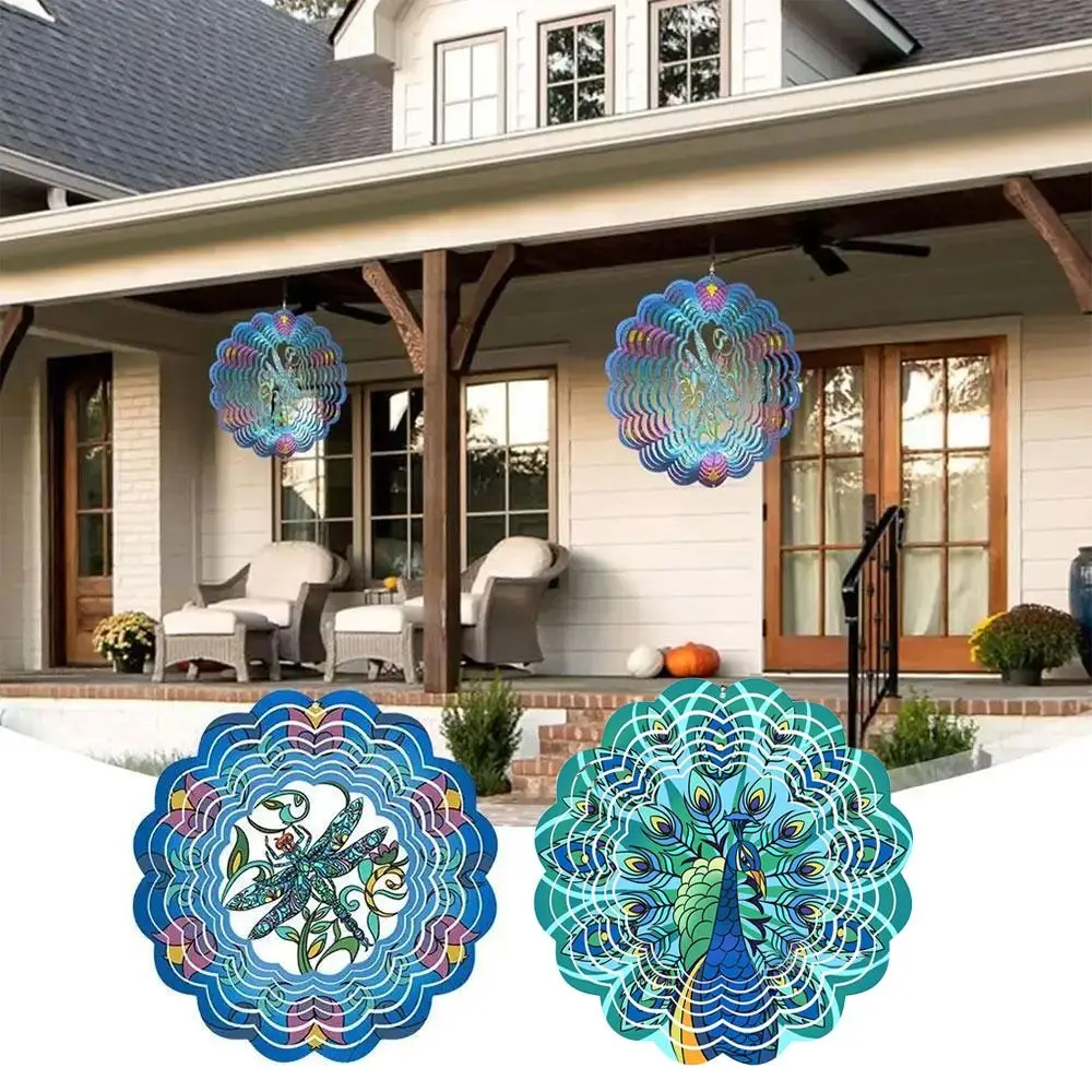 

Gift Dynamic Rotating Metal Wind Spinner Pendant DIY Hanging Ornament Home Garden Wind Chime