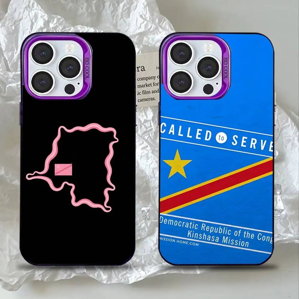 

Democratic Republic Congo Flag Phone Case For iPhone 17,16,15,14,13,12,11,Mini,Pro,SE,MAX Purple Matte Silicone Cover