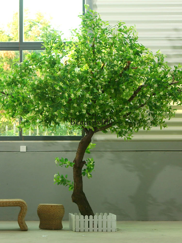01*Simulation osmanthus tree large wishing tree hotel shopping mall decoration floor green plants