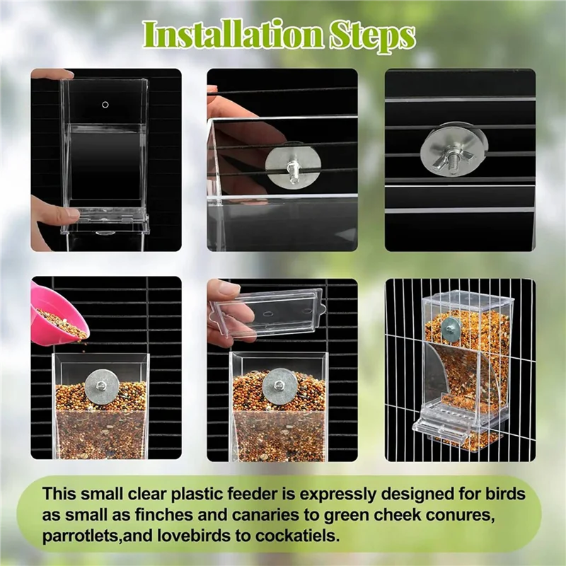 

AS94-6 PCS Bird Feeders Bird Feeding Cage Transparent Parakeet Seed Container Food Feeder