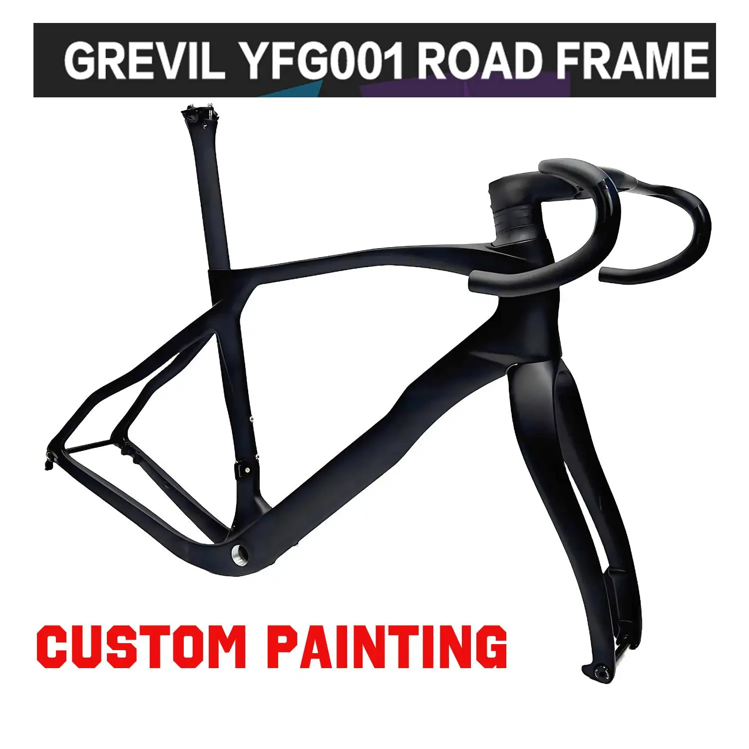 

AIRWOLF Grevil F Gravel Carbon Frame Gold Disc Road Bike Frame Internal Cable 700*45C T47 Custom Painting