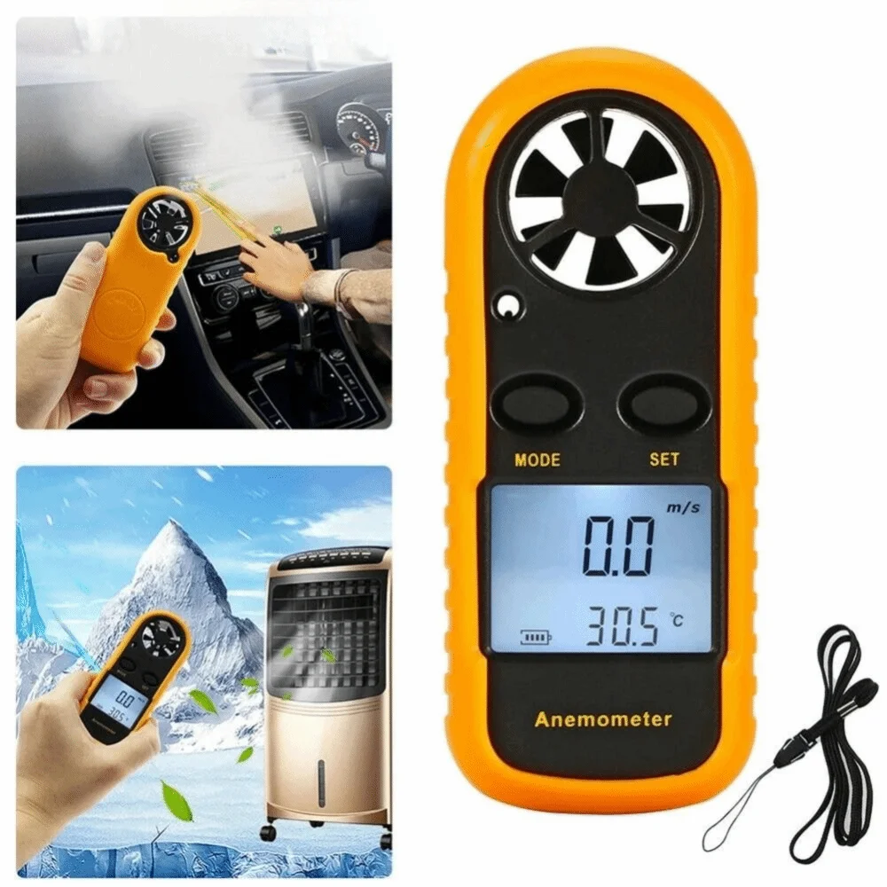 

Mini Digital Anemometer LCD Display 0-30m/s Range Air Velocity Meter 30m/s -10°C ~ 45°C Wind Speed Meter Portable Use