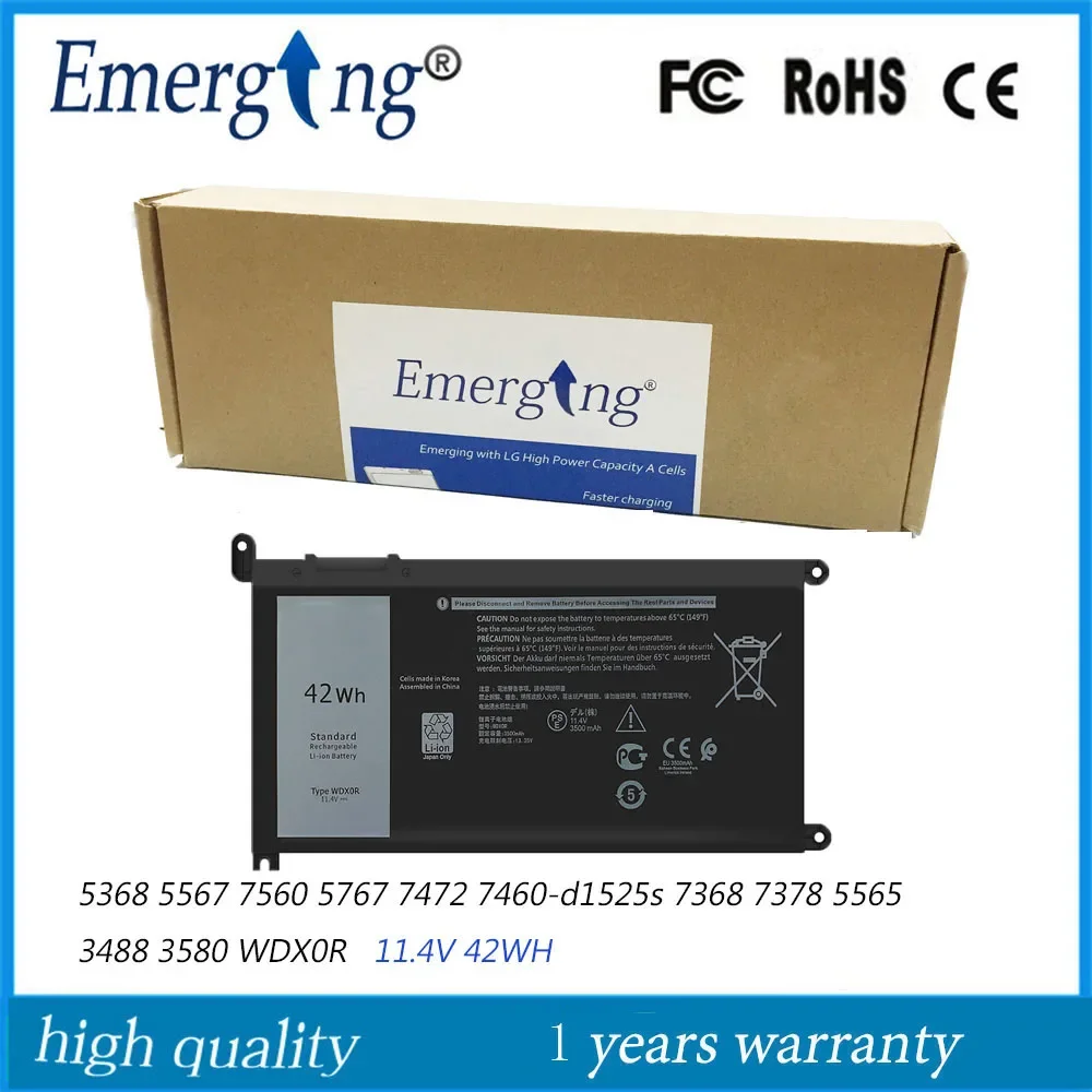 

11.4V 42WH Original WDX0R Battery for Dell WDXOR 5368 5567 7560 5767 7472 7460 7368 7378 5565 Latitude 3488 3580