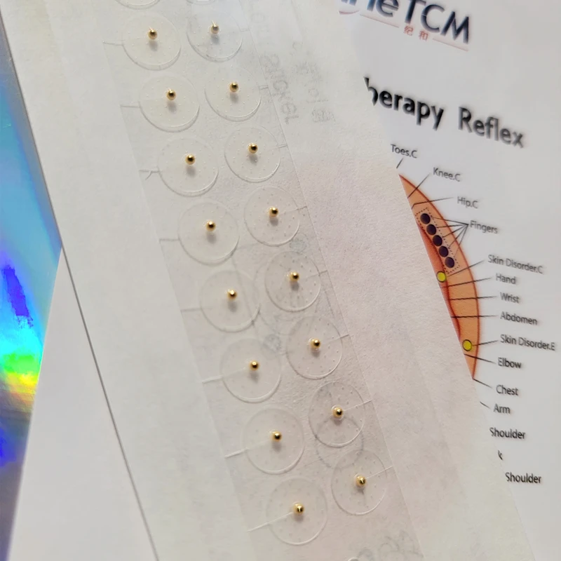 20 PCS 24K Gold Ear Seeds Clear Tape Auricular Point Therapy Safety Feature for Ear Acupuncture - Image 3
