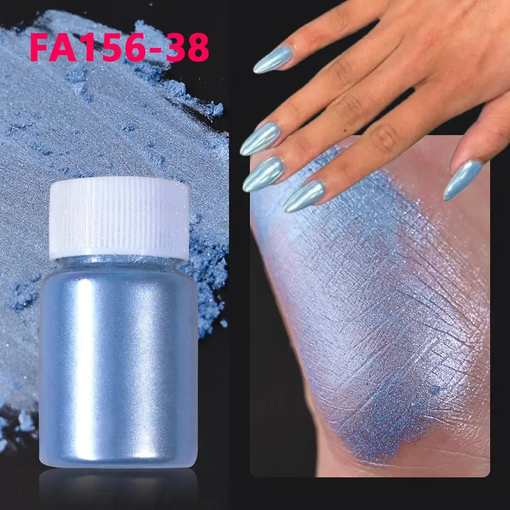 1Bottle Pink/White Pearlescent Nail Art Powder Glitter Mermaid Chrome Mica Pigment For Manicure Decorations Pearl Rubbing Dust image 3