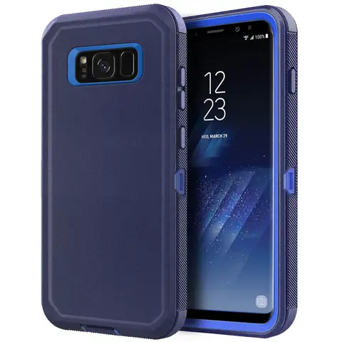 Blue Phone Case For Samsung Galaxy S8/S8 Plus/S8+ Heavy Duty Shockproof Rugged Hybrid Protective 3-Layers Cover