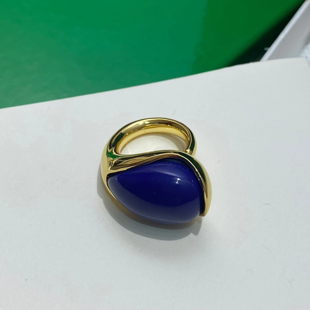 To Reines 2024 New Europe America Designer Brand 24K Gold Blue Plating Irregular Ring Woman Luxury Jewelry Party Wedding Gifts