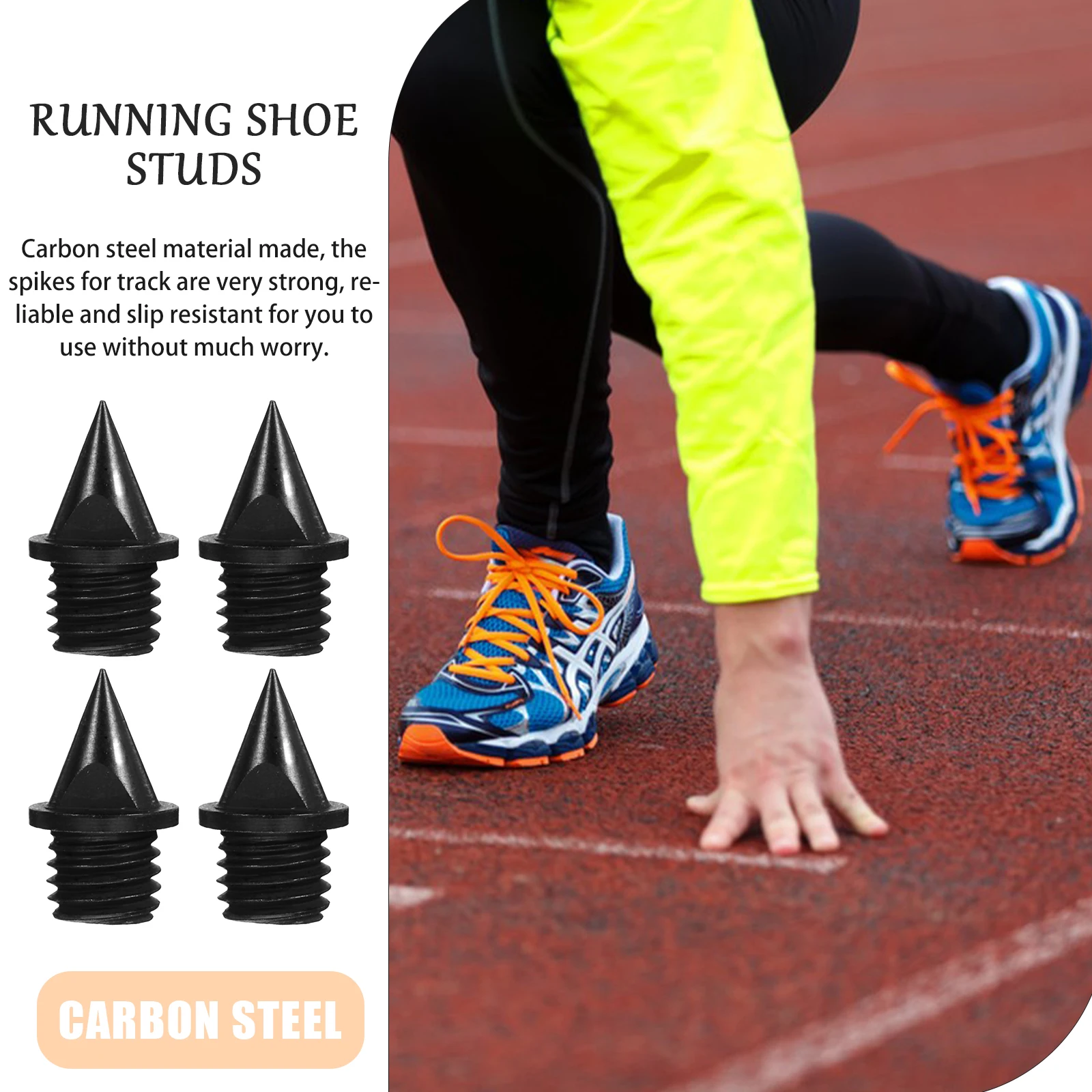 1 set Track Spikes Replacement Running Spikes Carbon Steel Strong Grip Spike Wrench for Plastic Tracks Long Jump Outdoor Sports