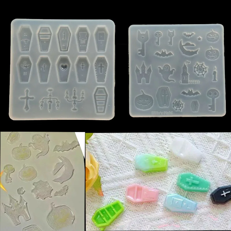 DIY seria Halloween w kształcie trumny silikonowa forma z żywicy epoksydowej narzędzia jubilerskie akcesoria jubilerskie wypełnienie żywiczne