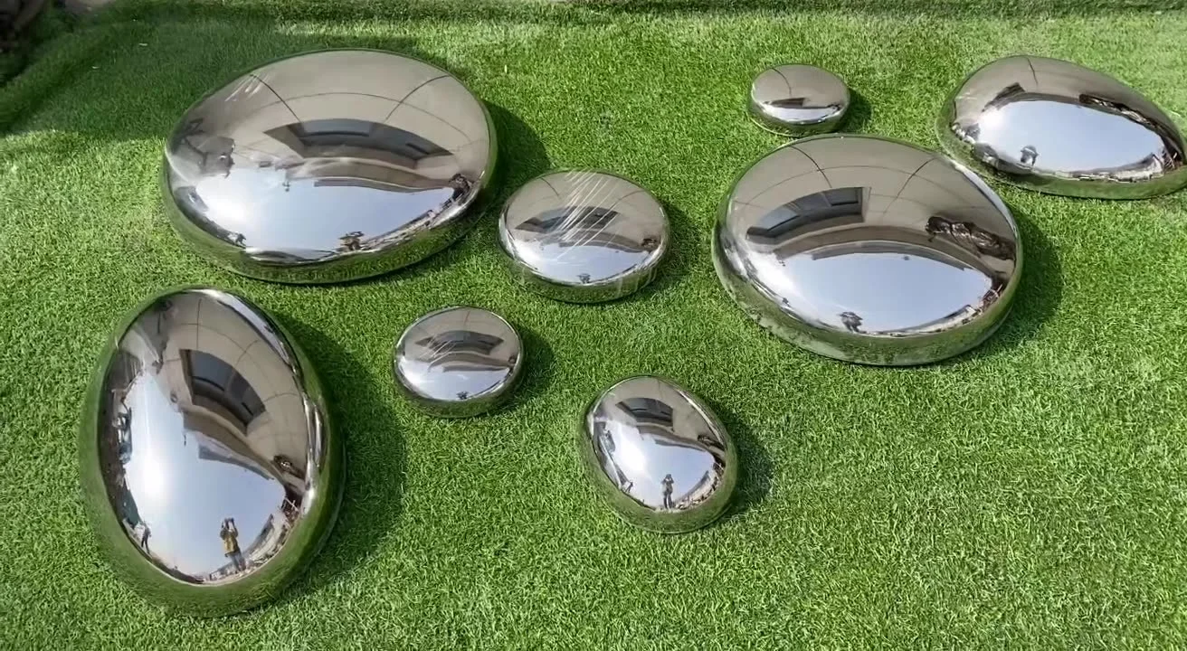 

Лидер продаж, абстрактная галька из нержавеющей стали, овальная скульптура, УФ-печать, садовое зеркало, полированный камень, моделирующая модель, тема пирамиды