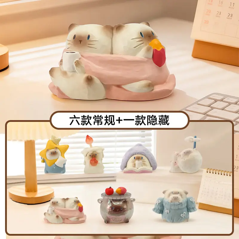 

Original Cat PAI Warm Blind Box Anime Classic Cute Siamese Cat Creative Office Desk Decoration Item toy Gift Wholesal
