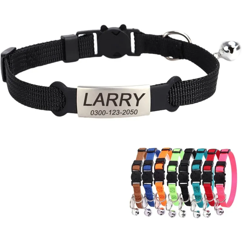 

Personalized Kitten Cat Collar with Safe Breakaway Quick Release Buckle Bell ID Tag Custom Name and Phone Number for Cats