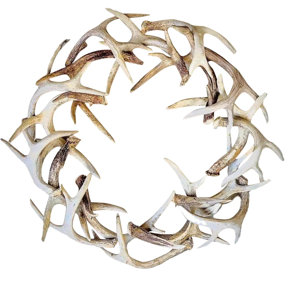 

Home Decor Garland Christmas Decoration Front Door Xmas Wreath Wall Hanging Artificial Antler Resin Pendant Party Layout Props