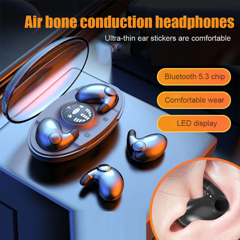 Invisible Sleep Wireless Earphone Bluetooth 5.3 Hidden Earbuds IPX5 Waterproof Noise Cancelling Touch Control Headphones