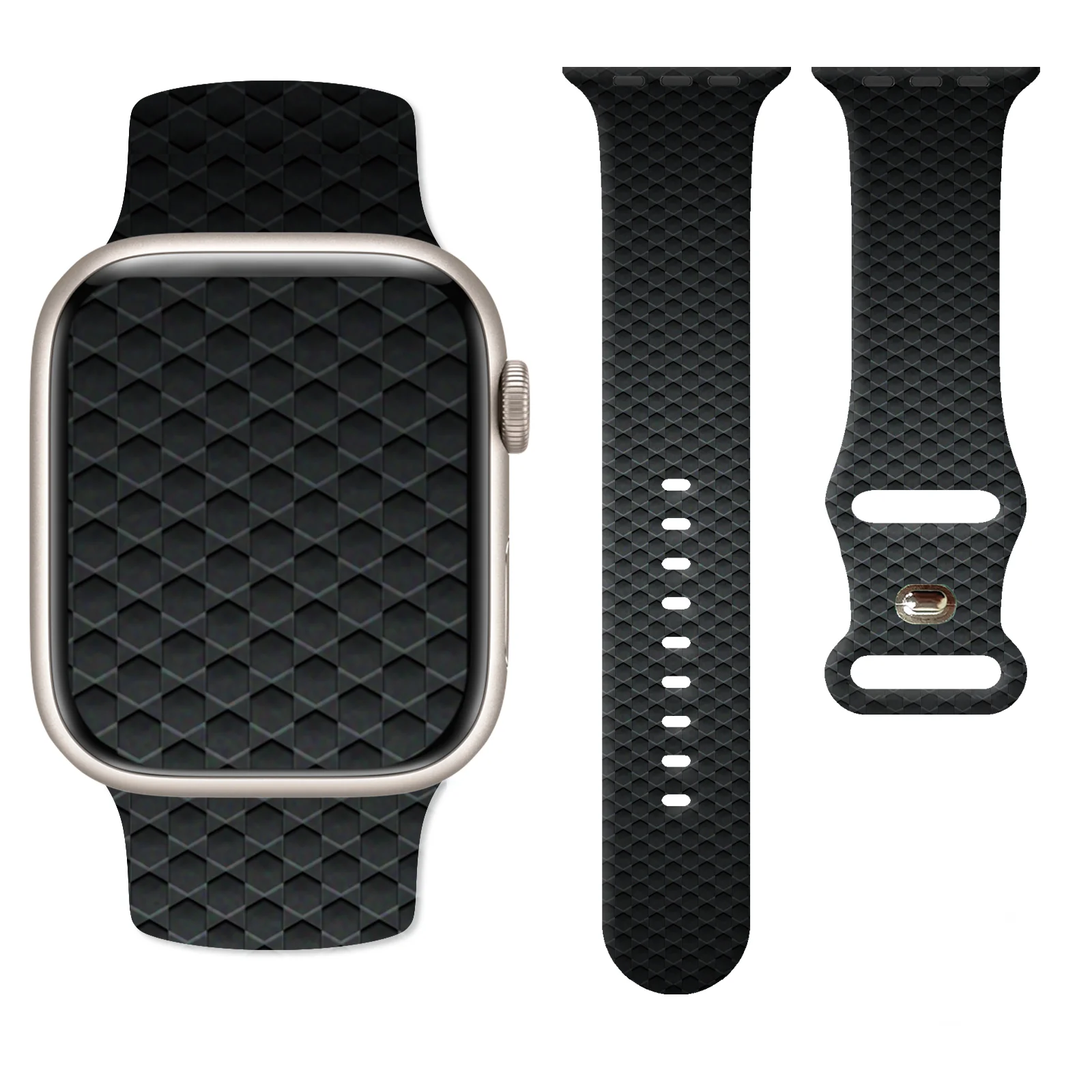 

Carbon Fiber Texture Strap for Apple Watch 10 9 8 7 Silicone Band Replaceable Bracelet for iWatch 46mm 44mm 42mm 41mm Watchband