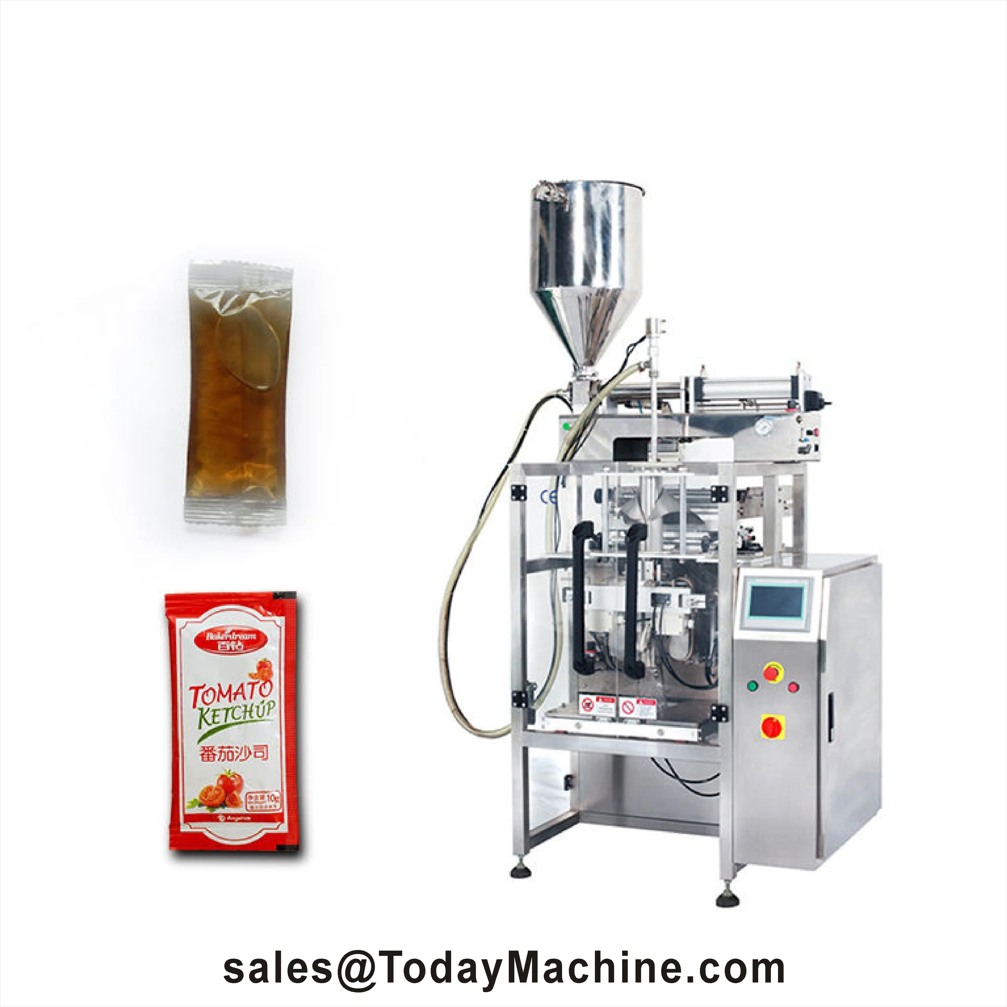 Automatic Ketchup Honey Tomato Sauce Paste Sachet Filling Sealing Liquid Packaging Machine Back Seal Sachet Easy Clean