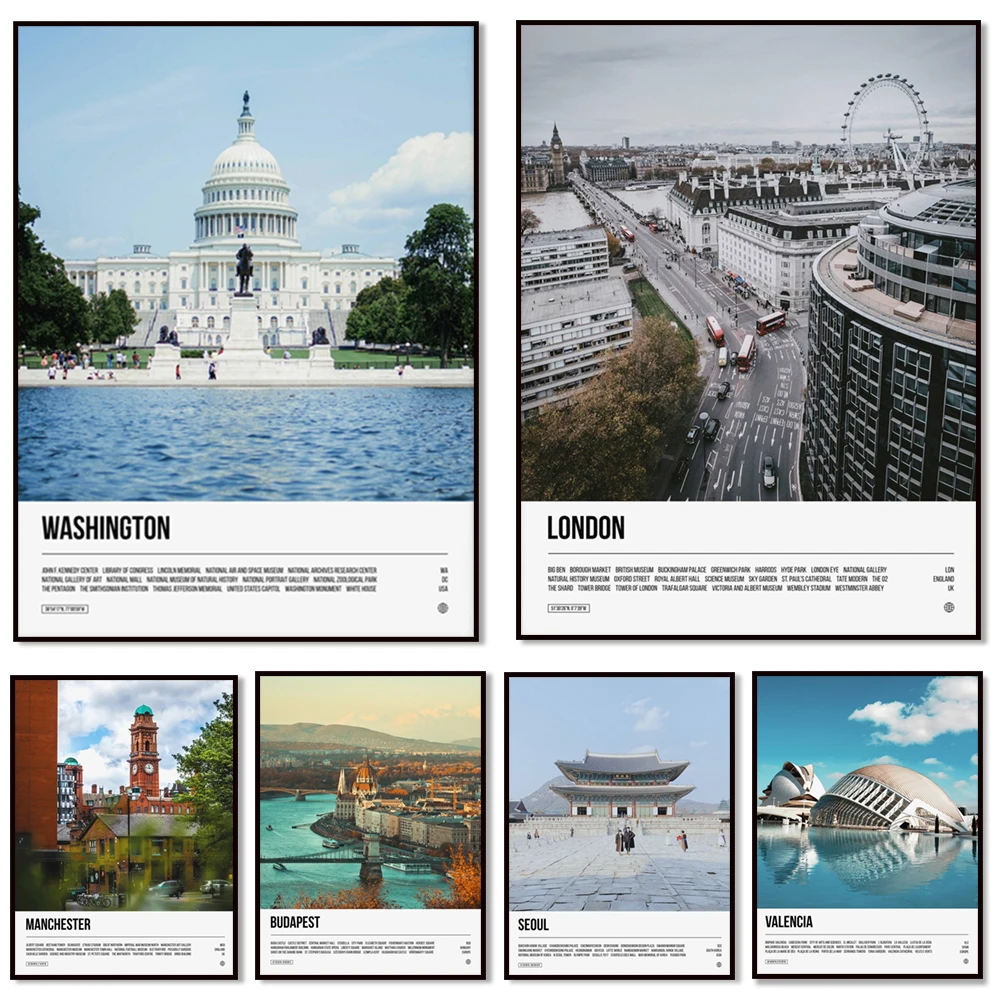 

Paris, Budapest, Valencia, Moscow, Singapore, Japan, Korea, Washington, China Hong Kong photography urban architecture poster