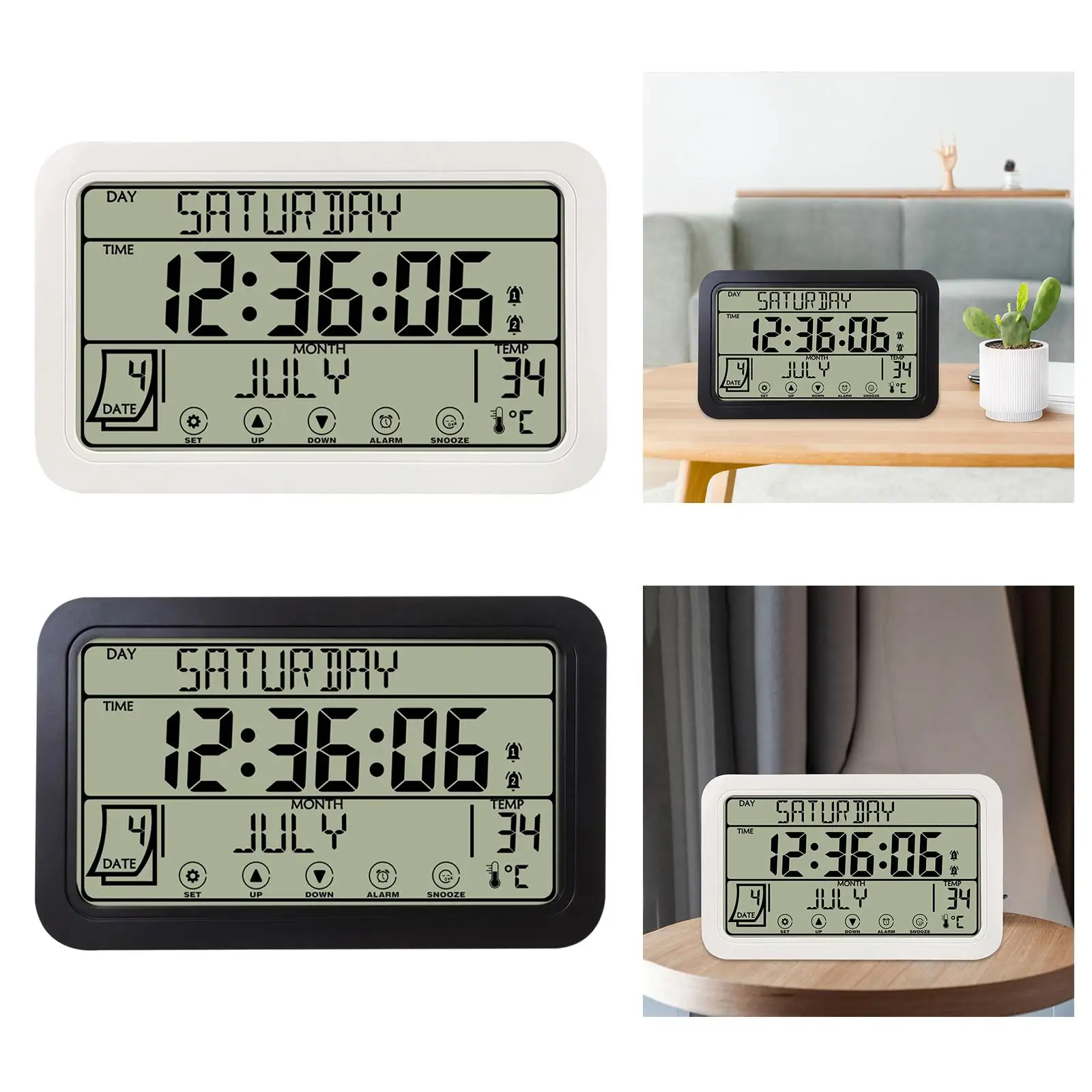 Electronic Wall Clock Alarm with Day/date Battery Operated Decorative Desk Clock for Classroom Bedroom Bedside Office Kitchen