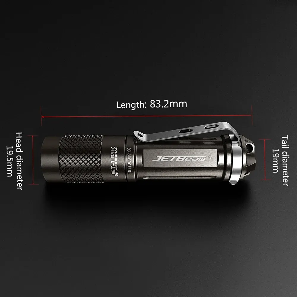 JETBEAM JET-1MK Flashlight 480LM EDC Lantern 130M Beam Distance Torch IPX8 Waterproof High Power Led Flashlights for Hiking Camp