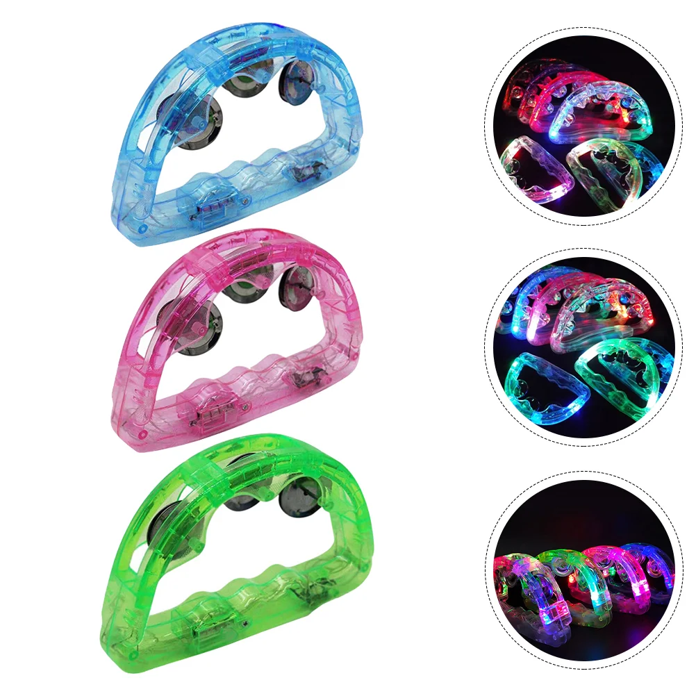 

4 Pcs Props The Bell LED Luminous Child Handheld Drum Noisemaker Electronic Component Abs Tambourine