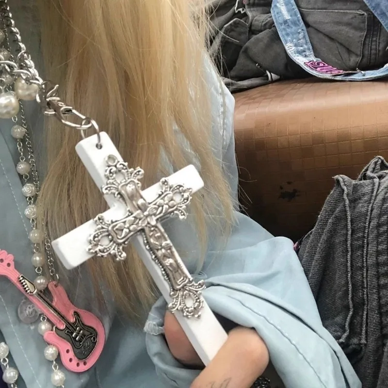 

Vintage Gothic Cross Pendant Necklace Personality Punk Trendy Cool Gothic Wood Cross Pendant Necklace For Women Men Vintage Hip