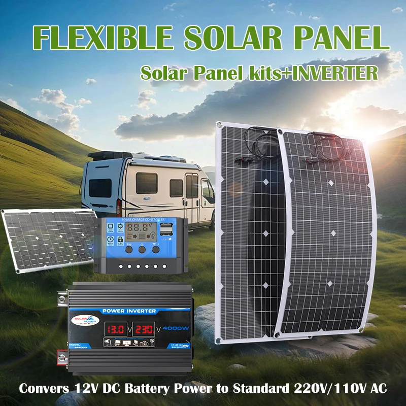 6000W Solar Panel Kit 4000W Inverter 100A Controller 12V Off Grid Solar Power System for Home RV Boat