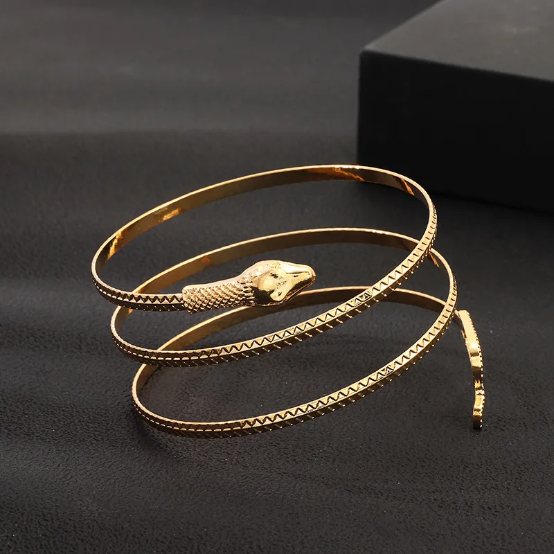 New Arrival Punk Fashion Coiled Snake Spiral Upper Arm Cuff Armlet Armband Bangle Bracelet Men Jewelry For Women Party Barcelets