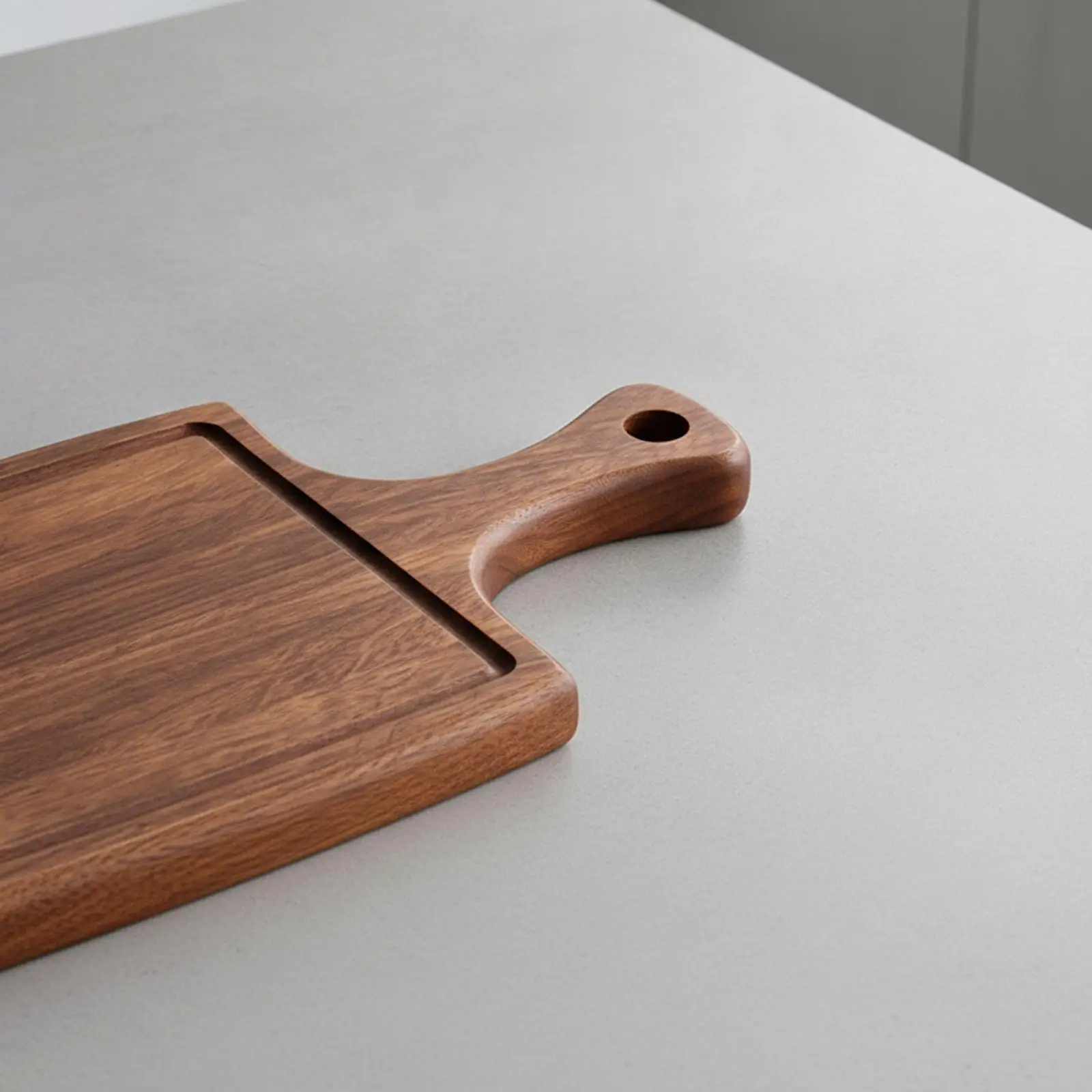 Wood Serving Tray with Hanging Hole for Breakfast Coffee Tea Cutlery Storage Solid Walnut Portable for Bedroom Outdoor