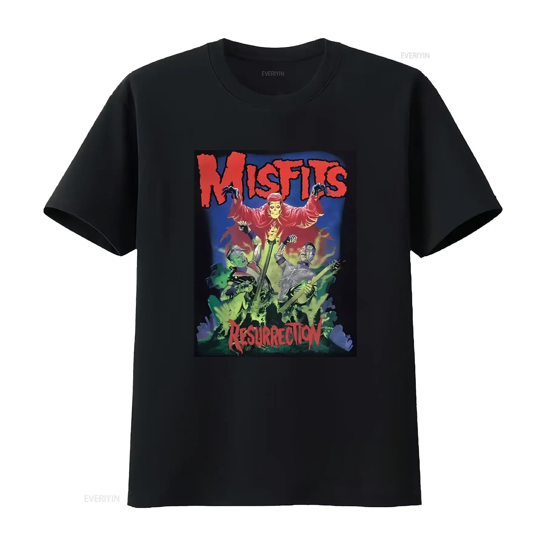 T-shirt noir du groupe de punk rock gothique Misfits Resurrection, 20 ans de terreur, design vintage 1997, lavé, confortable et polyvalent