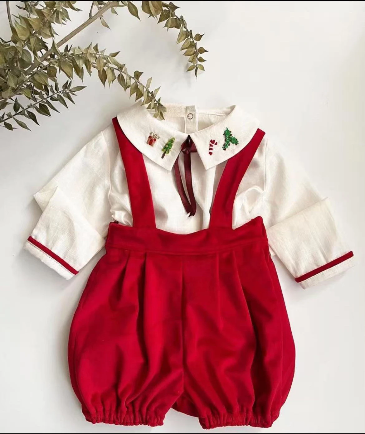 

0-6 Baby Boy Set Autumn Winter Lion Embroidery Vintage Set Suit White Skirt Red Shorts for Party Birthday Photography C140