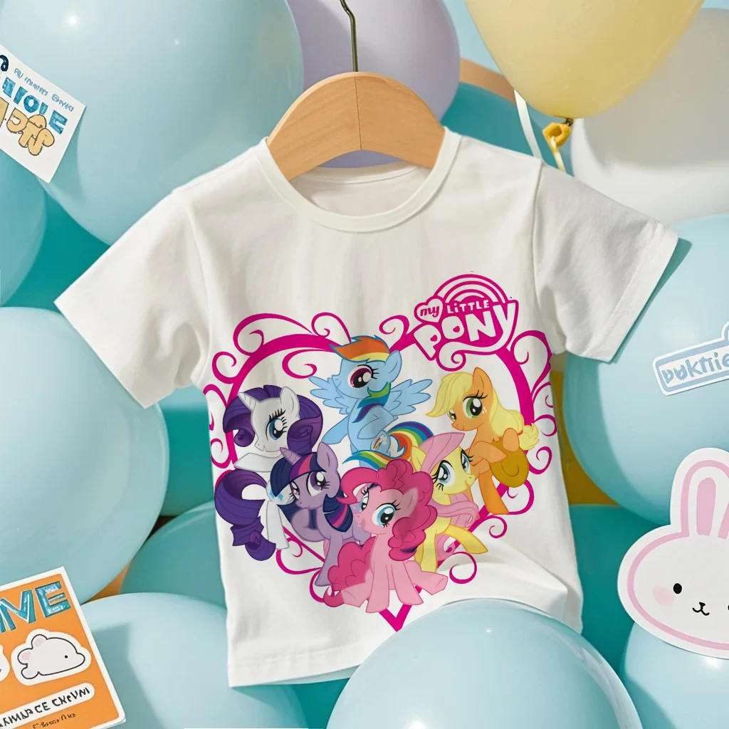 

My Little Pony Boys Girls Family Kids T-shirt Tops Summer Cartoon Short Sleeve T-shirt Tops