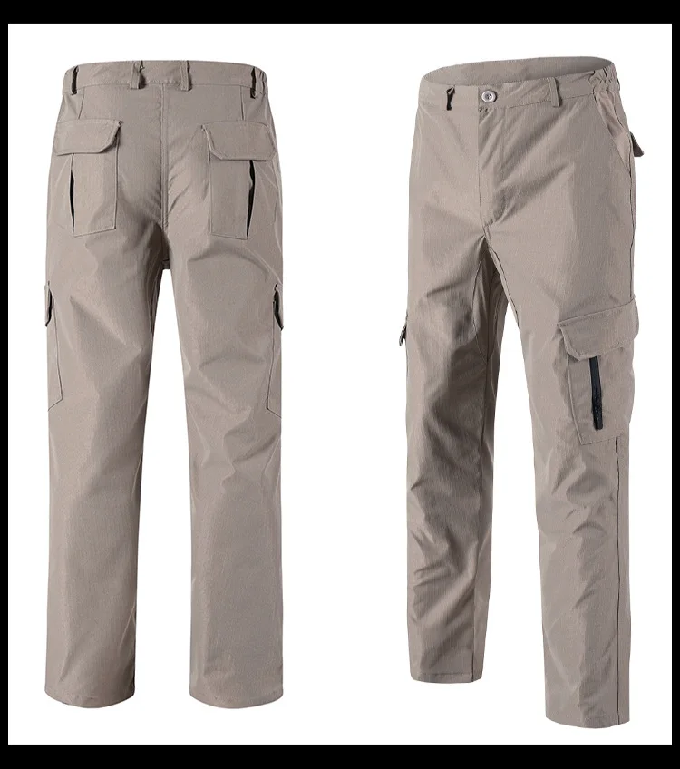 Frühling Herbst Herren Softshell Taktisches Zweiteiler-Set Wasserdicht Winddicht Multi-Taschen Abnehmbare Kapuze Jacke Gerade Cargohose – Detail 21
