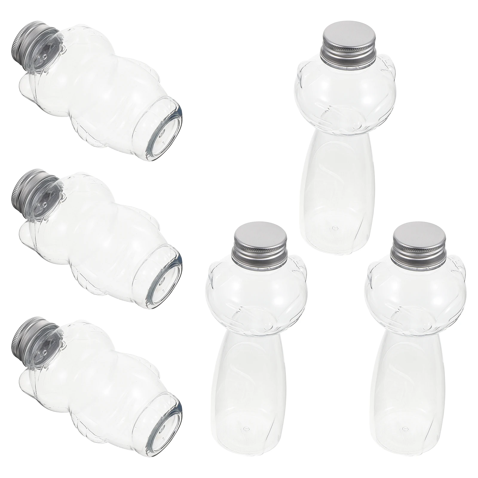 

6 Pcs Plastic Bottle Sealing Cover Water Cat Design Juice Bottles Transparent Cold Drinks