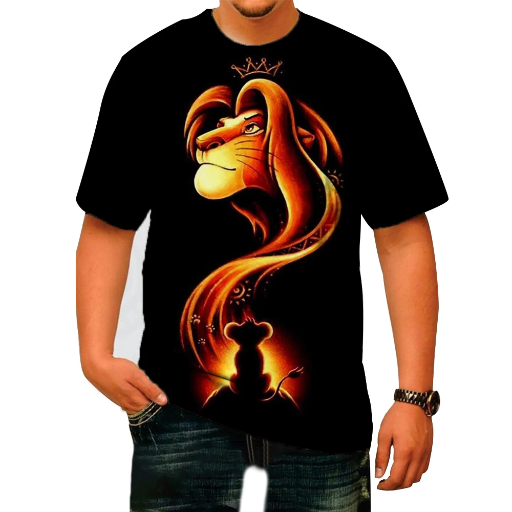 The Lion King Men's T-shirt Disney Simba Men's T-shirt 3D Cartoon Printing New Short Sleeve Summer Oversized Men's Clothing