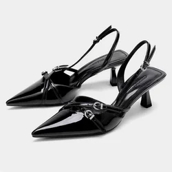 2026 Summer New Pointed Simple Shallow Mouth Comfortable Women's Gladiator sandals Outwear Back Strap Women High Heeled Sandals