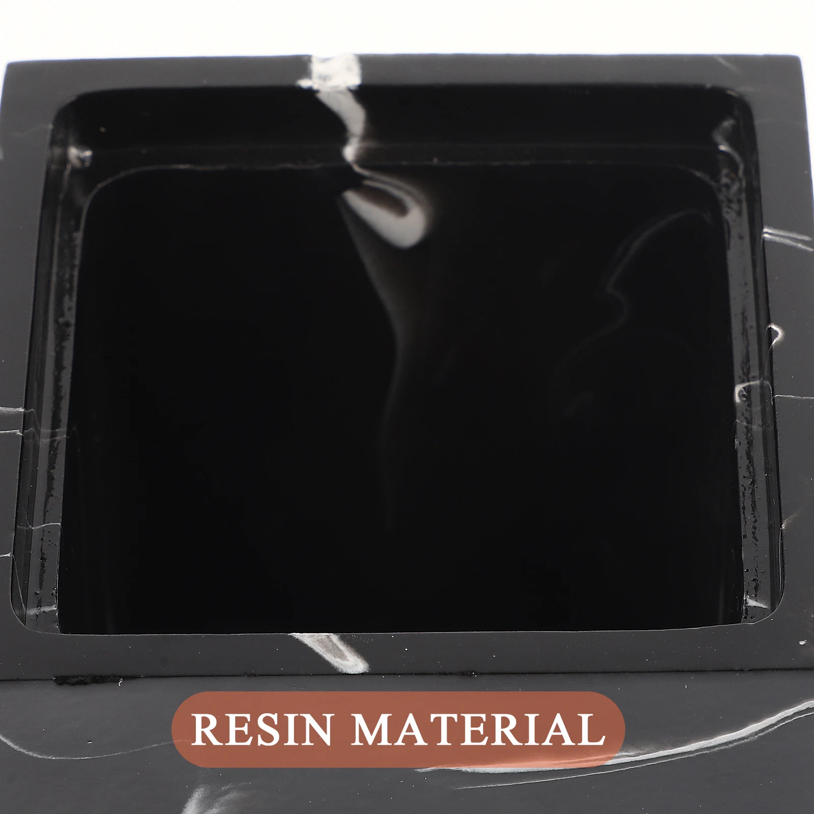 

Cotton Swab Organizer Marble Texture Resin Storage Box for Toothpicks Cotton Pads Jewelry Small Holder