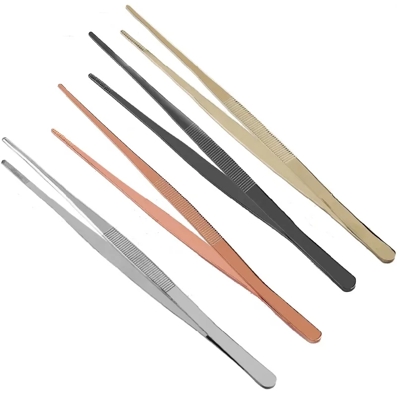 

High Quality Thick 30cm 304 Stainless Steel Kitchen & Bar Tweezer Food Tongs Kitchen Cooking Medical Tweezers