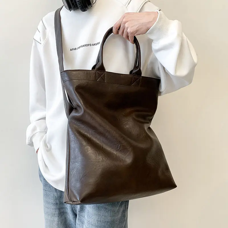 Designer Style Men's Commuting File Bag Hand-Held Briefcase Multifunctional Large Capacity Versatile Tote Bag Crossbody Bag