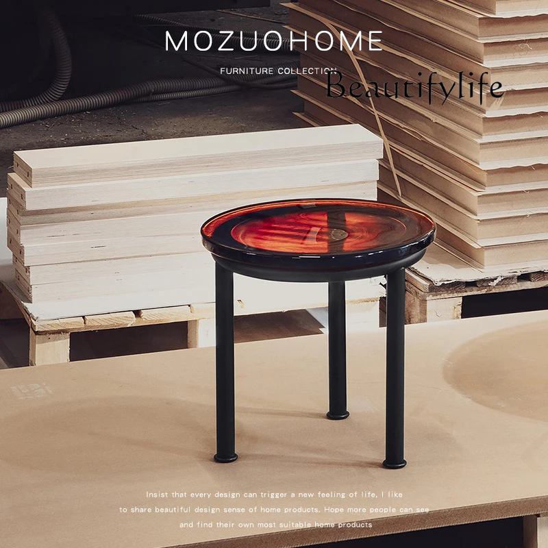 Italian designer model room living room office reception casting glass round coffee table coffee table