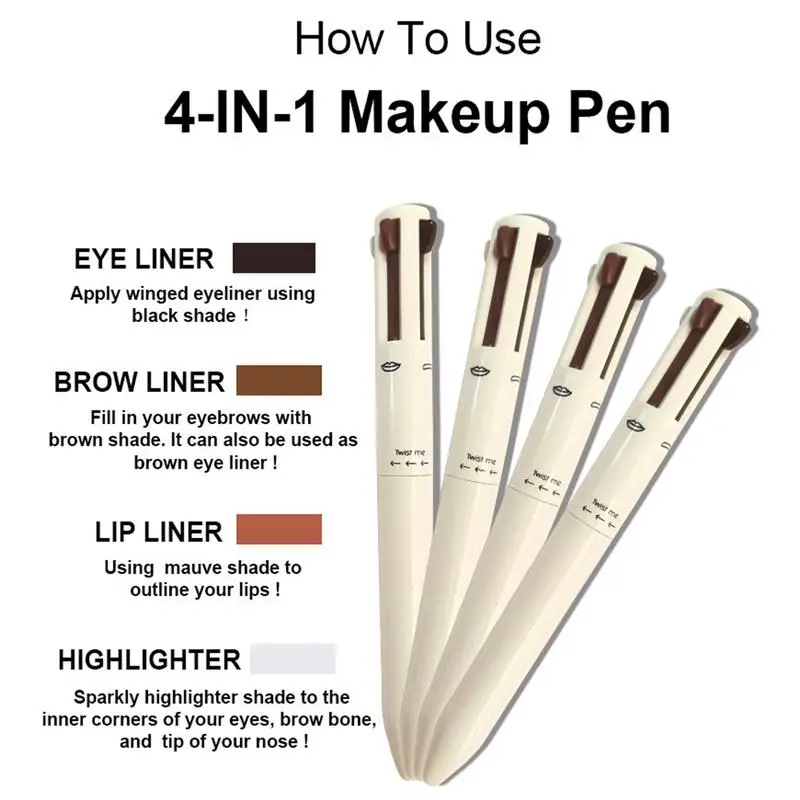 Nuovo 4 In 1 penna per il trucco del viso penna per sopracciglia disegno sopracciglio Eyeliner a lunga durata penna per labbra per sopracciglia penna per trucco antisudore