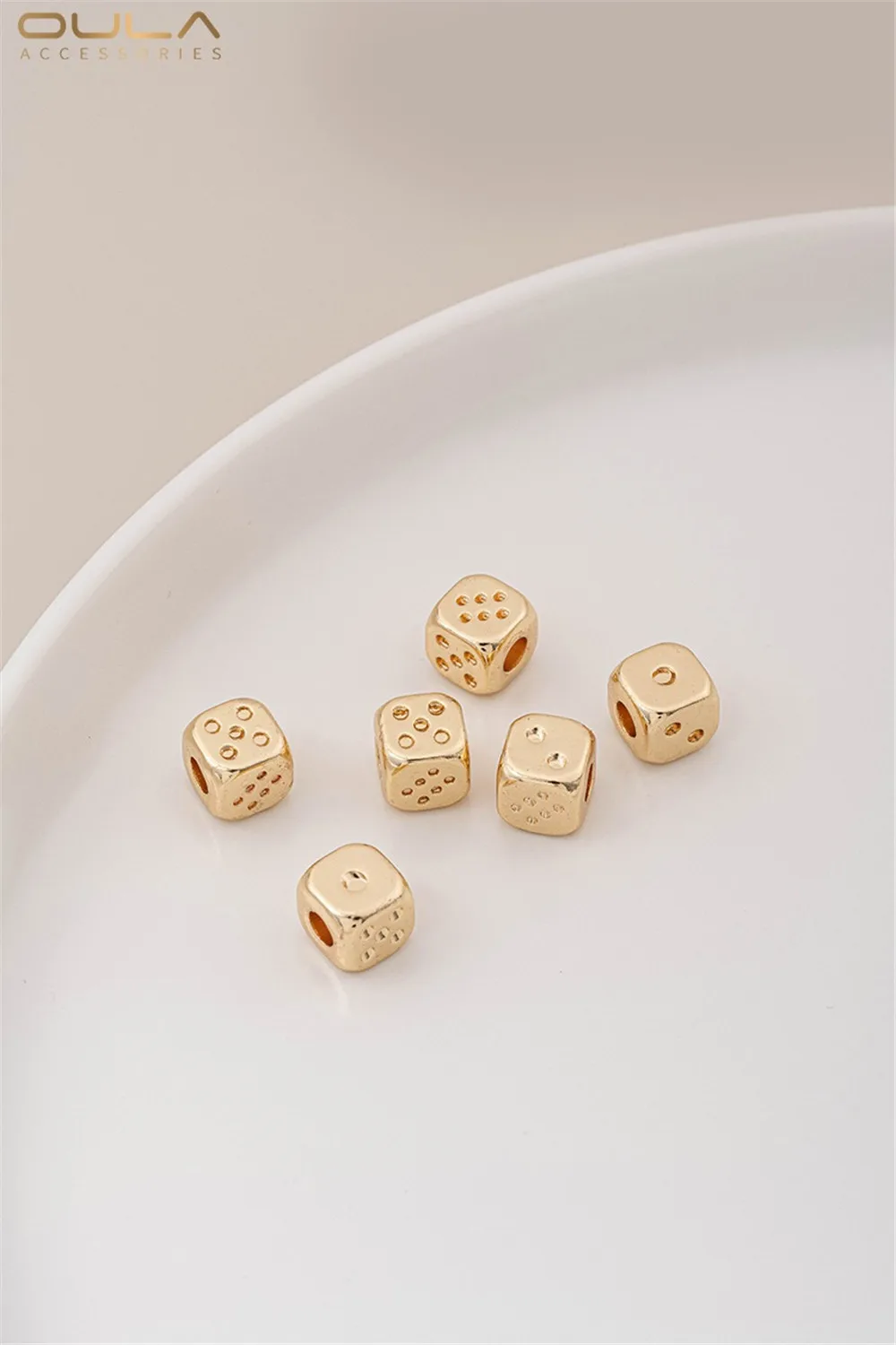 14K Gold-Color Plated Dice Square Separated Beads Handmade Bead DIY Bracelet Necklace Jewelry Loose Bead Handmade Accessories