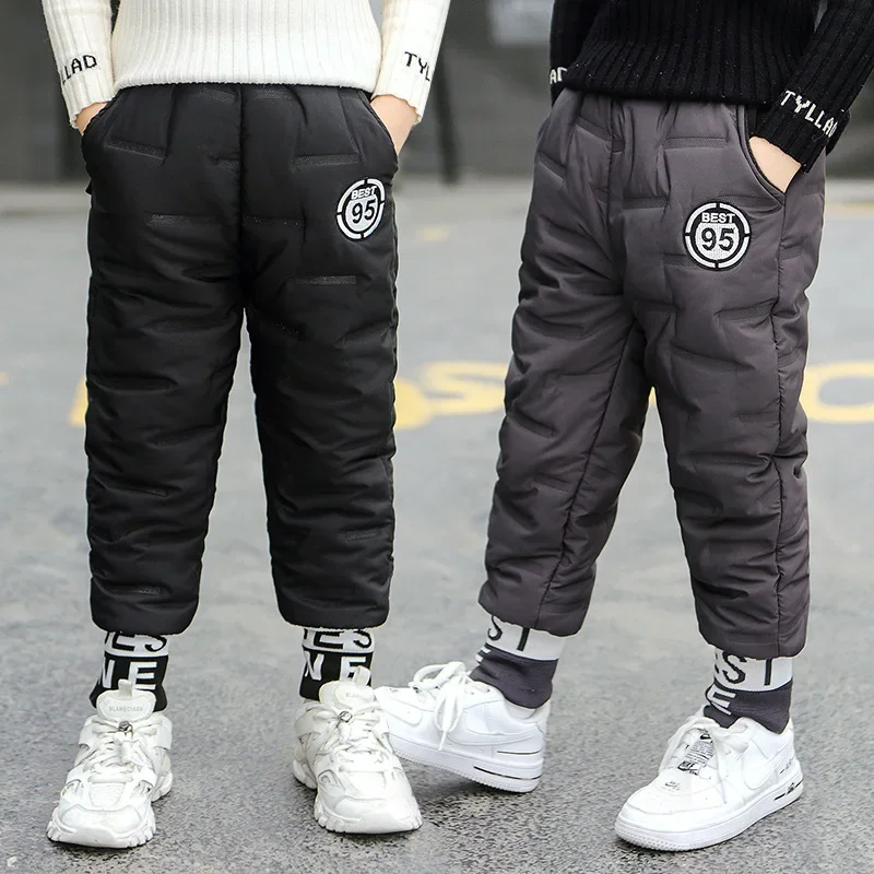 Warm Thicken Boys Girls Down Pants Winter Children High Quality Trousers Teens Boy Girl Down Trousers Kids Ski Down Padded Pants