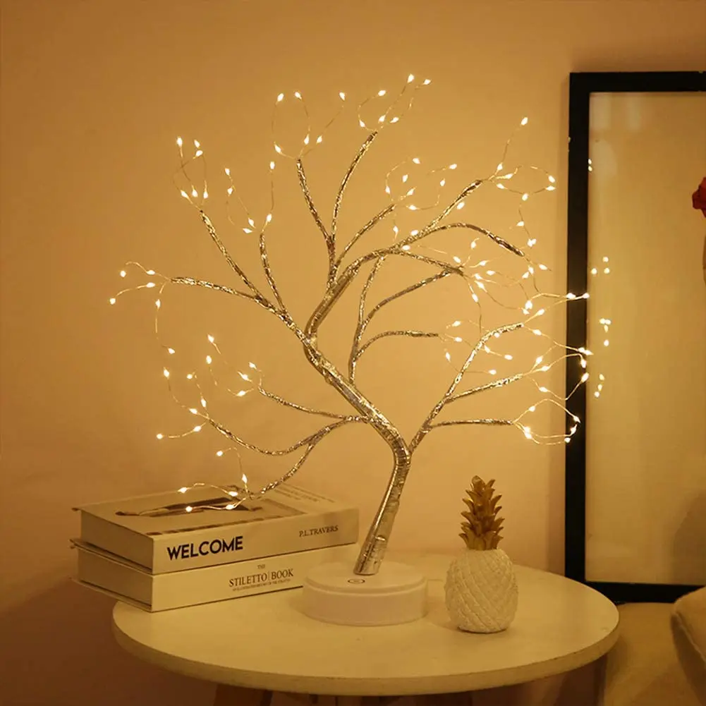 36/144 leds USB Bonsai Lamp Gypsophila Tree Night Light Touch Copper Wire Table Lamp Home Party Wedding Christmas Holiday Decor