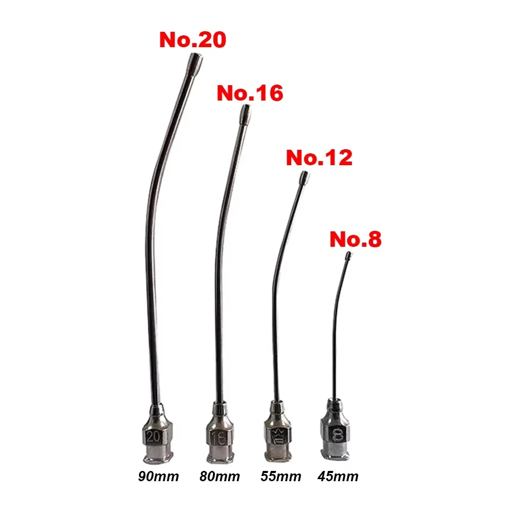 4 Pcs Stainless steel gastric applicator Syringe nozzle rats mice/parrots/birds/poultry/pets Elbow needle Six Models Mixed