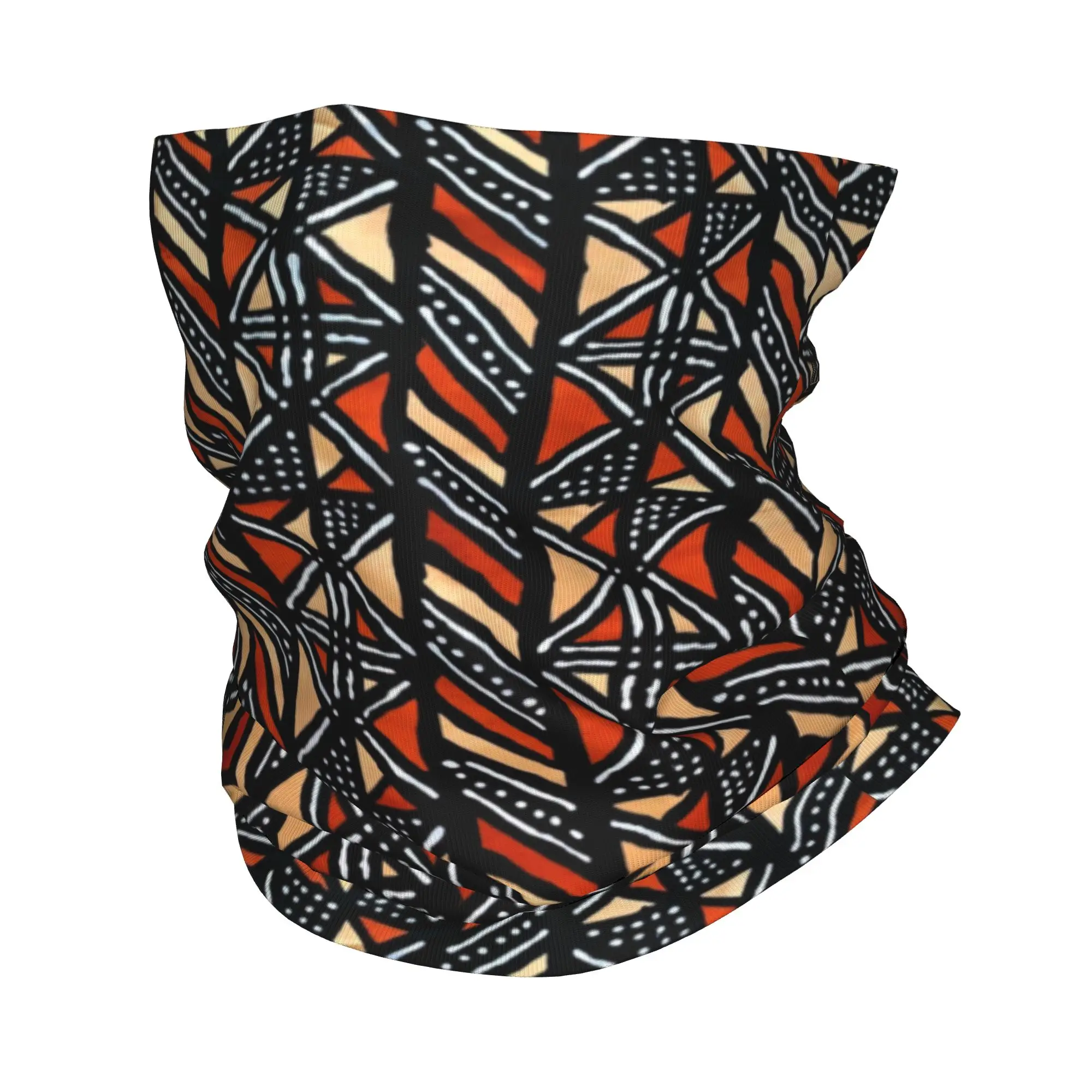 African Mudcloth Bogolan Boho Style Print Bandana Neck Warmer Wrap Face Scarf for Ski Africa Ethnic Tribal Art Gaiter Headband