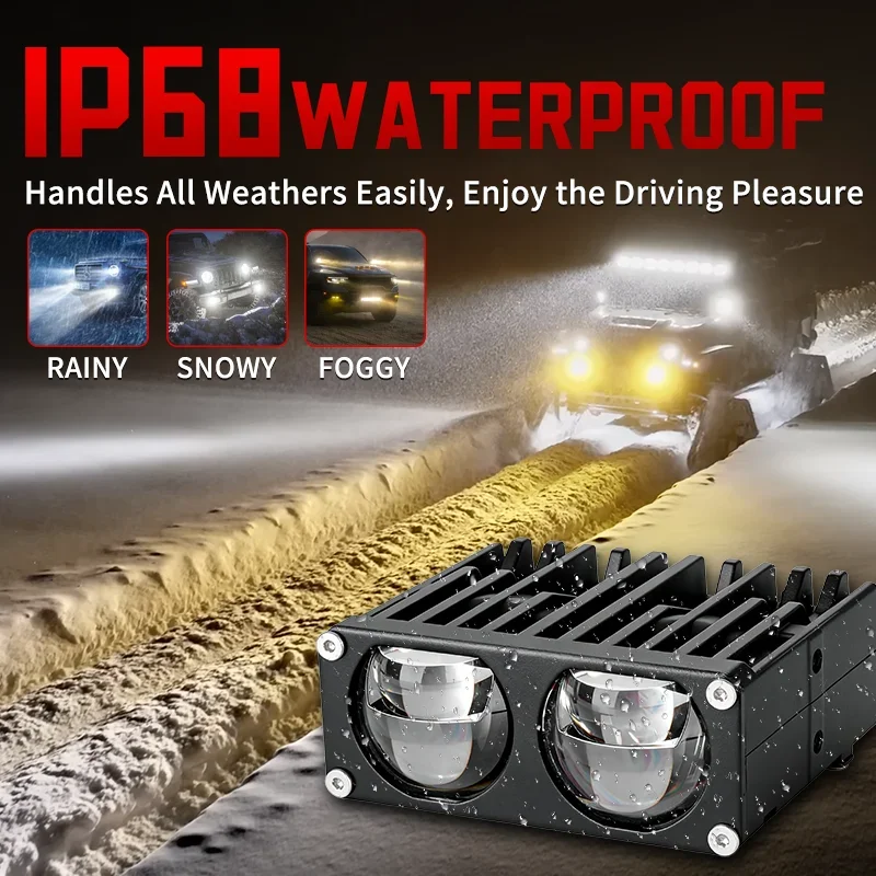 U79 LED Grille Headlight Dual Lens Waterproof Two Color 380W 560000LM Super Bright Motorcycle Auxiliary Spotlight 6500K 12V