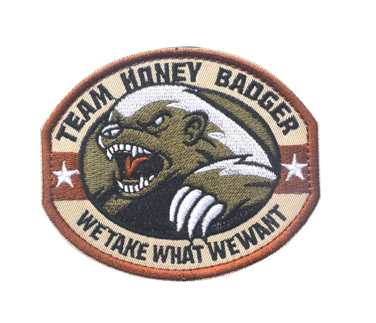 TEAM HONEY BADGERTEAM HONEY BADGER Embroidery Patches Badges Emblem Accessory DIY 9.5*7CM Hook and Loop Tactical Clothing