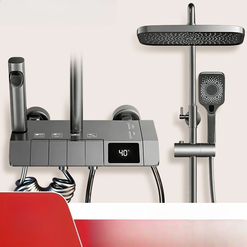 Intelligent Digital Display Piano Key Shower Complete Set for Household & Hotel Engineering Bathrooms