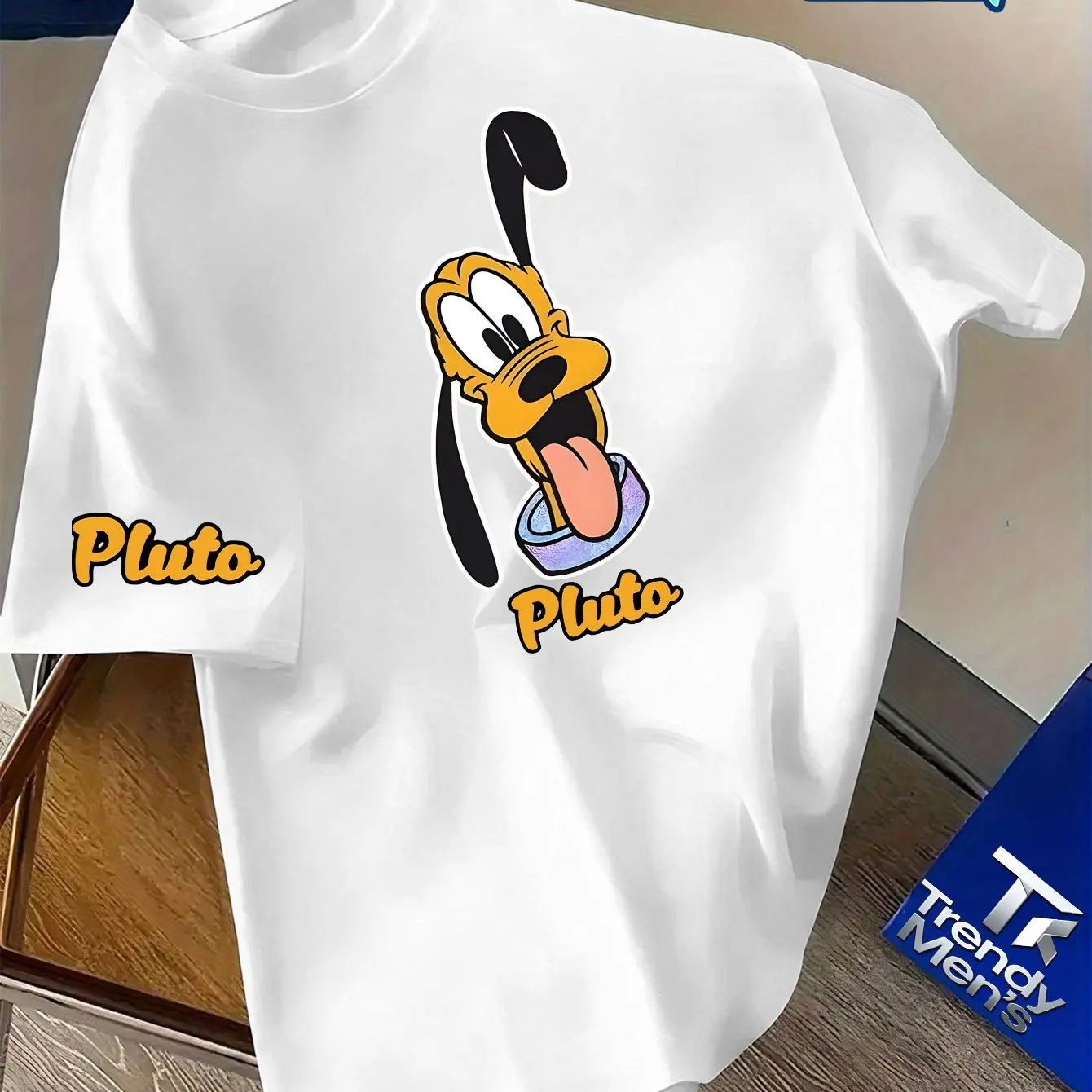 تي شيرت رجالي بنمط ديزني بلوتو للترفيه اليومي والأنشطة المخصصة للجنسين من القطن بأكمام قصيرة ملابس خروج كبيرة الحجم #1